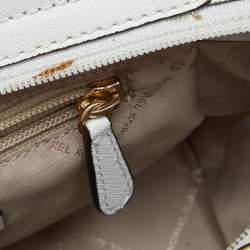 Pre Owned Michael Kors White Saffiano Studded Leather Small Selma Crossbody Bag