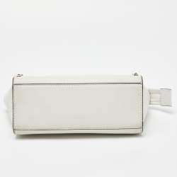 Pre Owned Michael Kors White Saffiano Studded Leather Small Selma Crossbody Bag