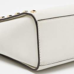 Pre Owned Michael Kors White Saffiano Studded Leather Small Selma Crossbody Bag