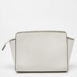 Pre Owned Michael Kors White Saffiano Studded Leather Small Selma Crossbody Bag