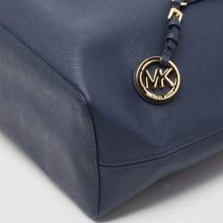 مملوكة مسبقًا Michael Kors Dark Blue Saffiano Leather Small Jet Set Travel Tote