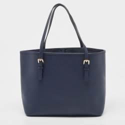 مملوكة مسبقًا Michael Kors Dark Blue Saffiano Leather Small Jet Set Travel Tote