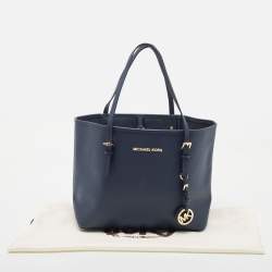 مملوكة مسبقًا Michael Kors Dark Blue Saffiano Leather Small Jet Set Travel Tote