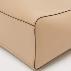 Pre Owned Michael Kors Beige Leather Large East West Walsh Shopper Tote