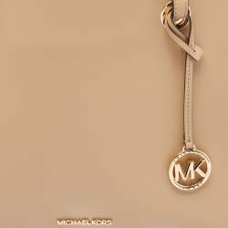 Pre Owned Michael Kors Beige Leather Large East West Walsh Shopper Tote