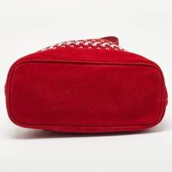 Michael Kors Red Suede and Leather Frankie Drawstring Bag