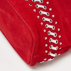 Michael Kors Red Suede and Leather Frankie Drawstring Bag