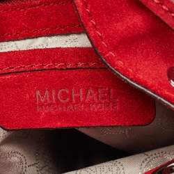 Michael Kors Red Suede and Leather Frankie Drawstring Bag