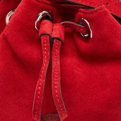 Michael Kors Red Suede and Leather Frankie Drawstring Bag