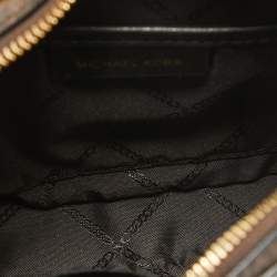 Pre Owned Michael Kors Brown/Black Signature Coated Canvas and Leather Top Handle Bag