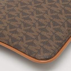 Michael Kors Brown/Tan Signature Coated Canvas Zip Wristlet Pouch