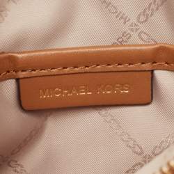 Michael Kors Brown/Tan Signature Coated Canvas Zip Wristlet Pouch