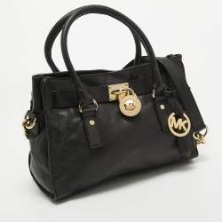 مملوكة مسبقًا MICHAEL Michael Kors Black Saffiano Leather Hamilton East West Tote