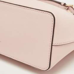 Pre Owned Michael Kors Pink Leather Jet Set Travel Dome Crossbody Bag