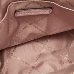 Pre Owned Michael Kors Pink Leather Jet Set Travel Dome Crossbody Bag