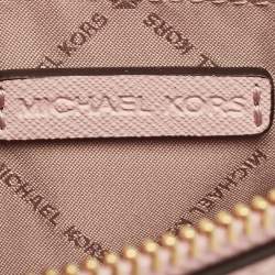 Pre Owned Michael Kors Pink Leather Jet Set Travel Dome Crossbody Bag