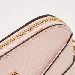 Pre Owned Michael Kors Pink Leather Jet Set Travel Dome Crossbody Bag