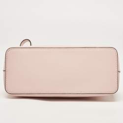 Pre Owned Michael Kors Pink Leather Jet Set Travel Dome Crossbody Bag