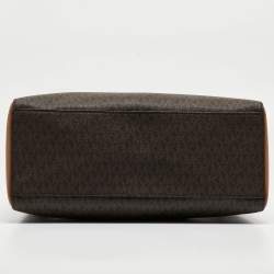 Pre Owned Michael Kors Tow Tone Brown Signature Coated Canvas and Faux Leather Large Sofia Tote