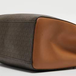 Pre Owned Michael Kors Tow Tone Brown Signature Coated Canvas and Faux Leather Large Sofia Tote