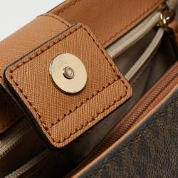 Pre Owned Michael Kors Tow Tone Brown Signature Coated Canvas and Faux Leather Large Sofia Tote