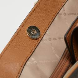 Pre Owned Michael Kors Tow Tone Brown Signature Coated Canvas and Faux Leather Large Sofia Tote