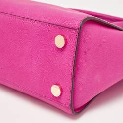 Pre Owned Michael Kors Magenta Saffiano Leather Medium Selma Tote