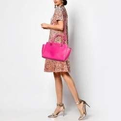 Pre Owned Michael Kors Magenta Saffiano Leather Medium Selma Tote