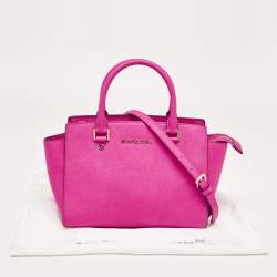 Pre Owned Michael Kors Magenta Saffiano Leather Medium Selma Tote