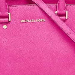 Pre Owned Michael Kors Magenta Saffiano Leather Medium Selma Tote