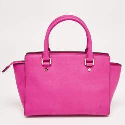 Pre Owned Michael Kors Magenta Saffiano Leather Medium Selma Tote