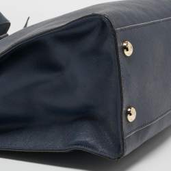 Pre Owned حقيبة يد مايكل مايكل كورس هاميلتون جلد أزرق كحلي كبيرة