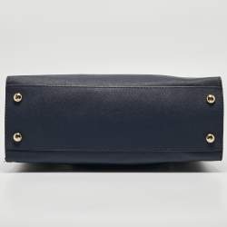 Pre Owned حقيبة يد مايكل مايكل كورس هاميلتون جلد أزرق كحلي كبيرة