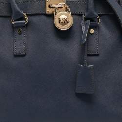 Pre Owned حقيبة يد مايكل مايكل كورس هاميلتون جلد أزرق كحلي كبيرة