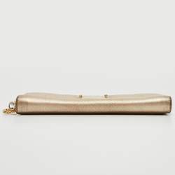 Michael Kors Gold Leather Jet Set Zip Around Continental Wallet