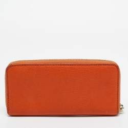 Michael Kors Orange Leather Jet Set Zip Around Wallet