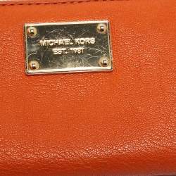 Michael Kors Orange Leather Jet Set Zip Around Wallet