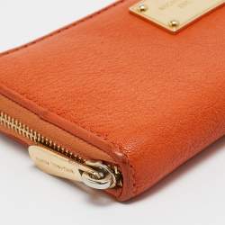 Michael Kors Orange Leather Jet Set Zip Around Wallet