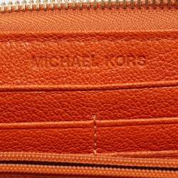 Michael Kors Orange Leather Jet Set Zip Around Wallet