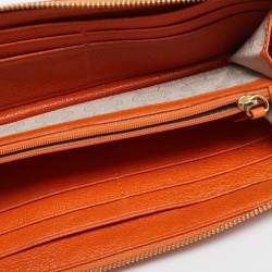 Michael Kors Orange Leather Jet Set Zip Around Wallet