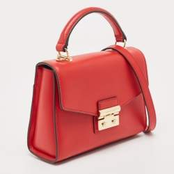 Pre Owned Michael Kors Red Leather Sloan Top Handle Bag