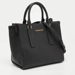 Michael Kors Black Leather Medium Alessa Satchel