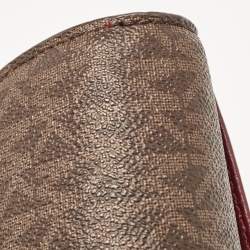 Pre Owned Michael Kors Burgundy/Brown Signature Coated Canvas and Leather Chain Clutch