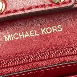 Pre Owned Michael Kors Burgundy/Brown Signature Coated Canvas and Leather Chain Clutch