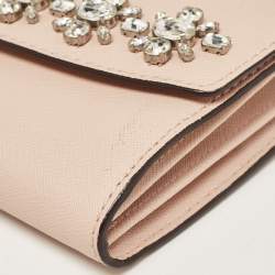 Pre Owned Michael Kors Old Rose Leather Jewel Ava Phone Clutch