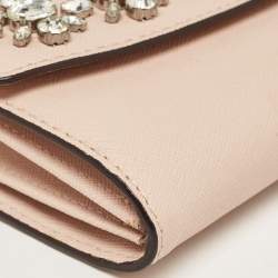 Pre Owned Michael Kors Old Rose Leather Jewel Ava Phone Clutch