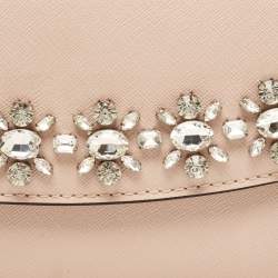 Pre Owned Michael Kors Old Rose Leather Jewel Ava Phone Clutch