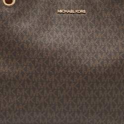 Pre Owned Michael Kors Brown Signature Coated Canvas Trisha Tote