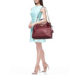 Pre Owned MICHAEL Michael Kors Burgundy Leather Hamilton Tote