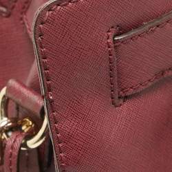 Pre Owned MICHAEL Michael Kors Burgundy Leather Hamilton Tote